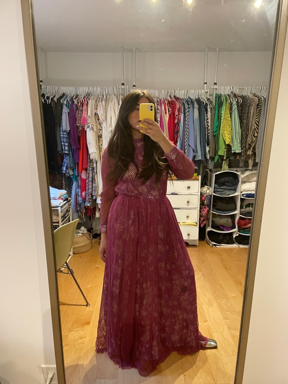 Rachel Comey Plum Lace Long-Sleeve Maxi Dress